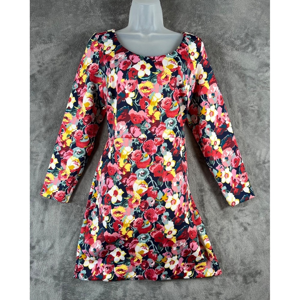 Betsey Johnson Floral Scuba Dress 12 Multicolor Scoop Neck Bodycon